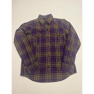 Lauren Ralph Lauren Plaid Shirt Petite Small Purple Cotton Button Down